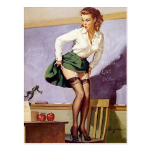 Vintage Naughty Teacher Pin Up Girl Post Cards