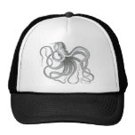 Vintage nautical steampunk octopus print mesh hats