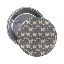 Vintage Navy Blue Butterfly Pattern Pinback Button