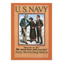 Vintage Navy Here he is, Sir, recruiting poster Custom Announcements