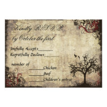 Vintage New Life Wedding Invitation RSVP in Wine