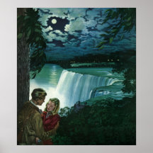 Vintage Newlyweds at Niagara Falls Print