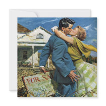 Vintage Newlyweds Buy First House; We're Moving! Custom Invitation