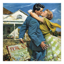 Vintage Newlyweds Buy First House; We're Moving! Custom Invitation