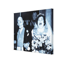 Vintage Newlyweds Just Married Canvas Print