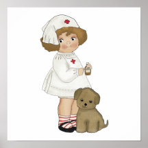 Vintage Nurse With Puppy T-shirts and Gifts Posters