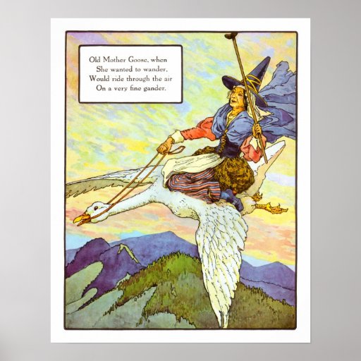 Vintage Nursery Print- Old Mother Goose