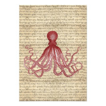 Vintage octopus personalised announcement