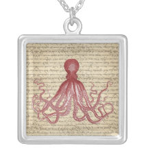 Vintage octopus personalised necklace