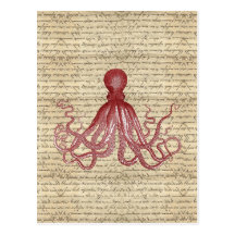 Vintage octopus postcards