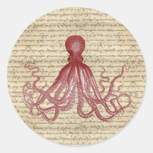 Vintage octopus sticker