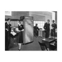 Vintage Office Scene; black and white Post Cards
