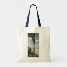 Vintage Oil Well Gushing Oil with Workers Looking Bags