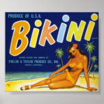 Vintage Old Bikini Crate Labels Ad Pinup posters