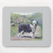 Vintage old english sheepdog mousemat