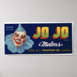 Vintage Old Jo Jo Clown Melons Fruit Crate Labels posters