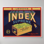 Vintage Old Lemons Fruit Crate Labels Print