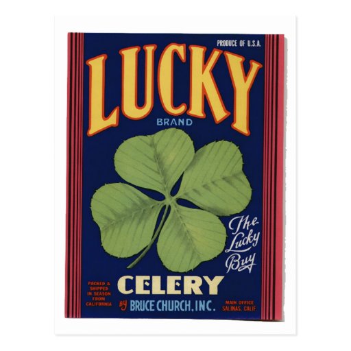 Vintage Old Retro Crate Product Goods Label Celery Post Card