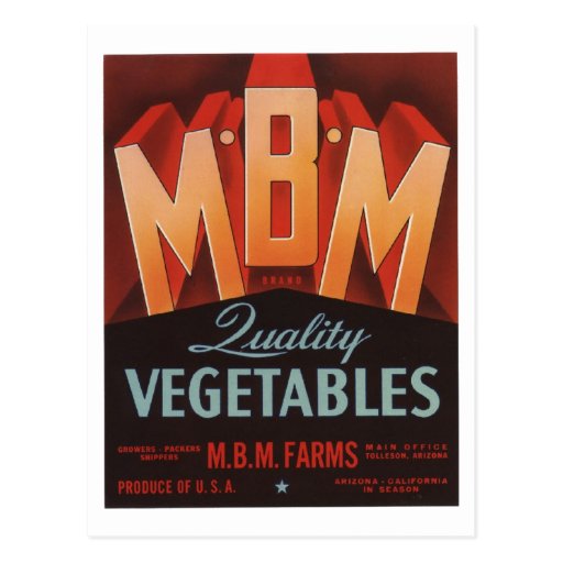 Vintage Old Retro Crate Product Goods Label Veggie Post Card