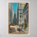 Vintage Old Trininty & Wall Street Poster