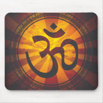 Vintage Om Symbol Print Mouse Pads