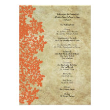 Vintage Orange Queen Ann's Lace Wedding Program Custom Announcements