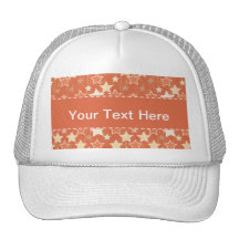 Vintage Orange Retro Stars Pattern Mesh Hat