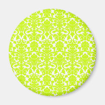 Vintage Ornate Floral Chartreuse Damask Magnet