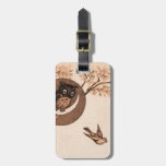 Vintage Owl in Moon Bag Tags