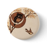Vintage Owl in Moon Pin