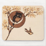 Vintage Owl in Moon mousepads