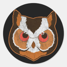 Vintage Owl Round Stickers