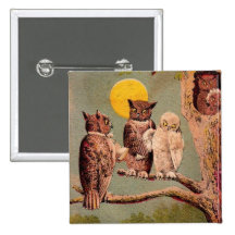 Vintage Owls Pinback Button
