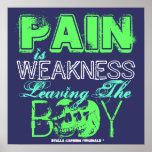 Vintage "PAIN IS WEAKNESS" Workout Soldier POSTER
