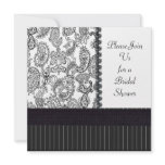 Vintage Paisley Hatbox Black and White 2 invitations