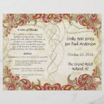 Vintage Paisley Peacock Red Wedding Program Personalised Flyer