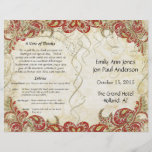 Vintage Paisley Peacock Red Wedding Program Full Color Flyer
