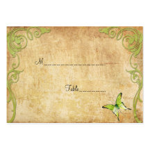 Vintage Paper Butterfly Green Table Place Card Business Card Templates