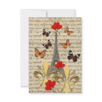 Vintage Paris & butterflies Invite