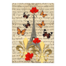 Vintage Paris & butterflies Invite
