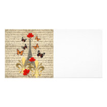 Vintage Paris & butterflies Photo Card Template