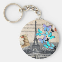 vintage  Paris Effiel Tower Butterfly  fashion Key Chain