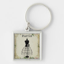 Vintage Paris Fashion Dress Form Keychain