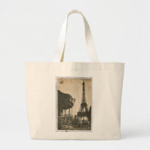 Vintage Paris Postcard, Eiffel Tower Canvas Bags