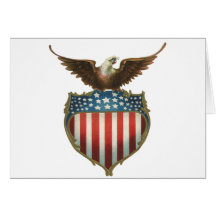 Vintage Patriotic American Flag and Bald Eagle Cards