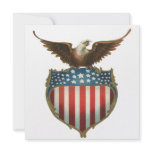 Vintage Patriotic American Flag and Bald Eagle invitations