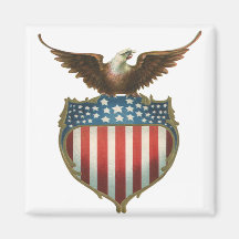 Vintage Patriotic American Flag and Bald Eagle Magnet