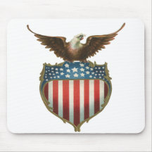 Vintage Patriotic American Flag and Bald Eagle Mousepads
