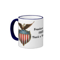 Vintage Patriotic American Flag and Bald Eagle Coffee Mugs