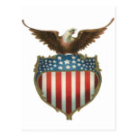 Vintage Patriotic American Flag and Bald Eagle Postcard